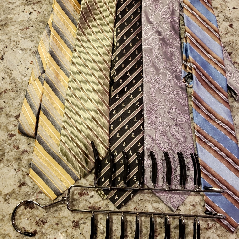5 mens ties with tie rack